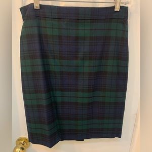 J. Crew Factory Blackwatch Tartan Plaid Green + Navy Pencil Skirt size 4